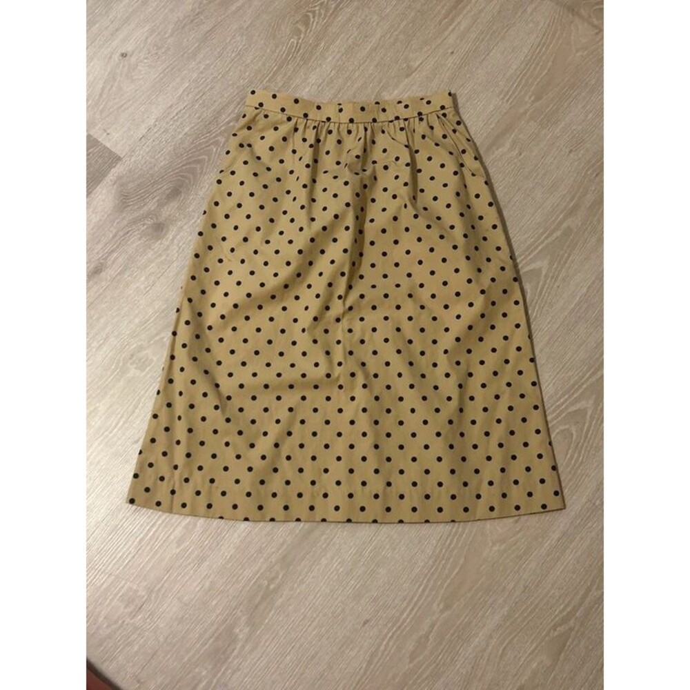 Unbranded Vintage Tan Black Polka Dotted Midi Skirt